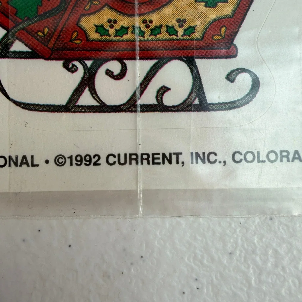 Vintage 1992 Current Inc OS Christmas Stickers Traditional Holiday Decals‎ Multi